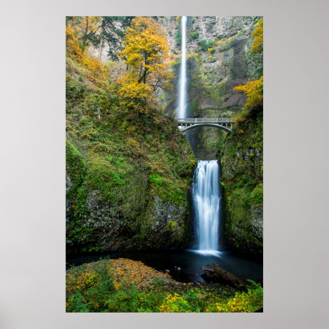 Multnomahfallen på hösten i Columbia Gorge Poster (Framsidan)