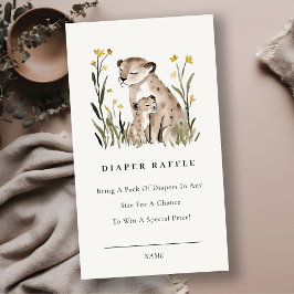 Mum Baby Tiger Foliage Diaper Raffle Baby Shower Tilläggskort