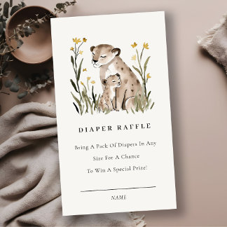 Mum Baby Tiger Foliage Diaper Raffle Baby Shower Tilläggskort