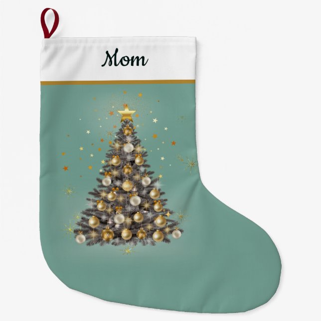 . Mum’s Christmas Stocking – Warm Green Festive Stor Julstrumpa (Framsidan)