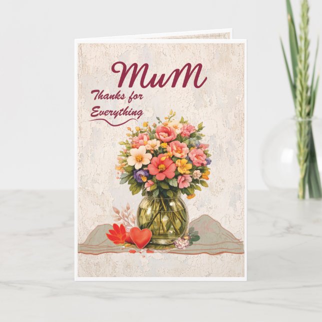 Mum Thanks for Everything Card Kort (Framsida)
