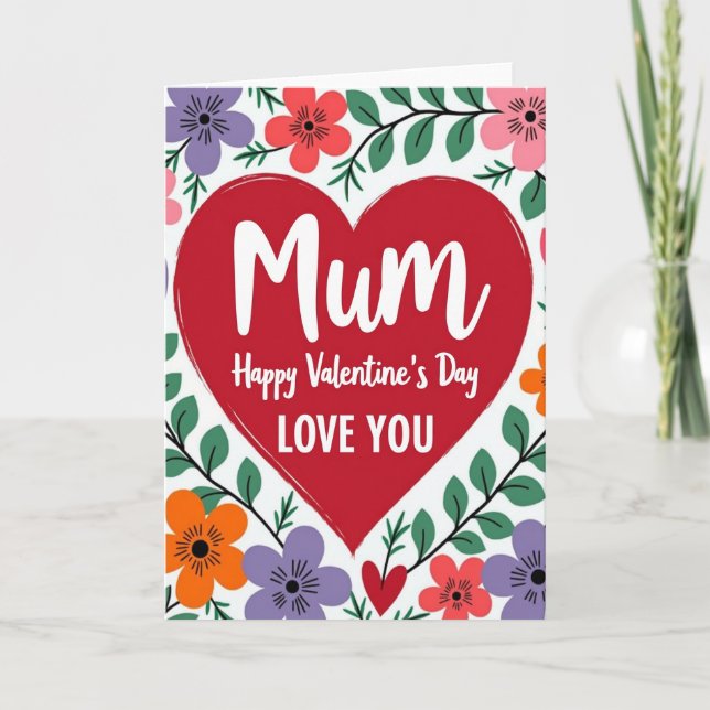 Mum Valentines Day Love You Card Kort (Framsida)