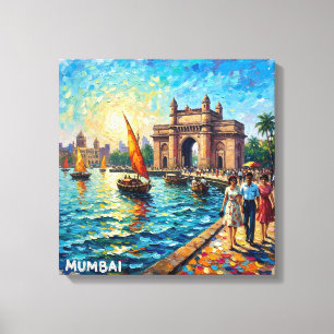 Mumbai Gateway Indien Hamn Vintage Sträckt Canvas