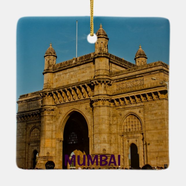 Mumbai India Anpassningsbar Square jul Ornament (Baksida)
