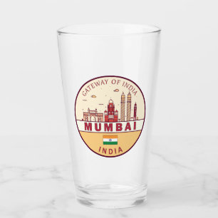 Mumbai India City Skyline Emblem Glaskopp
