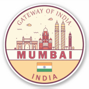 Mumbai India City Skyline Emblem Klistermärken