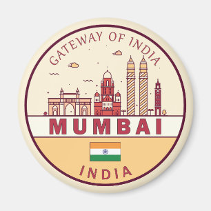 Mumbai India City Skyline Emblem Magnet