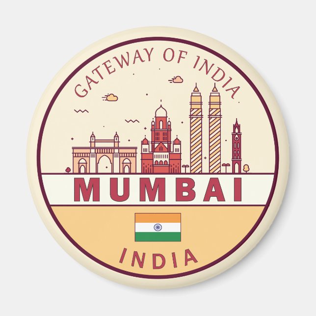 Mumbai India City Skyline Emblem Magnet (Framsidan)