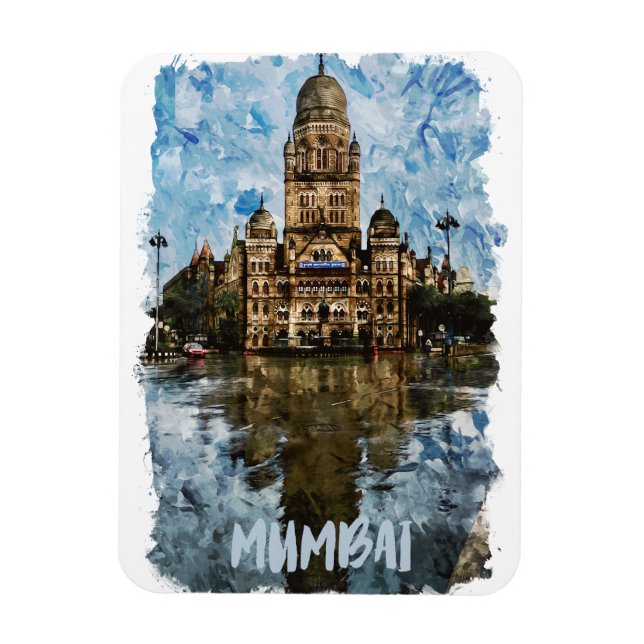 Mumbai India City View Landmark Magnet (Vertikal)