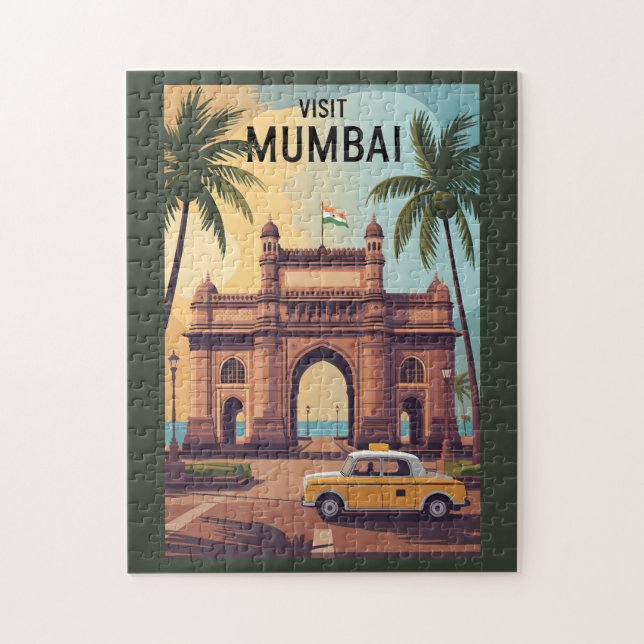 Mumbai India Gateway of India Illustration Travel Pussel (Vertikal)