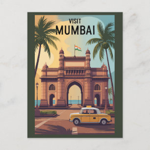 Mumbai India Gateway of India Illustration Travel Vykort