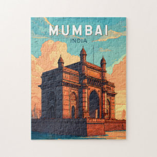 Mumbai India Illustration Travel Art Vintage Pussel