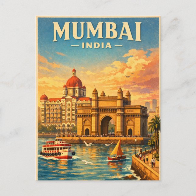 Mumbai, Indien, i klassisk retrostil Vykort (Framsida)