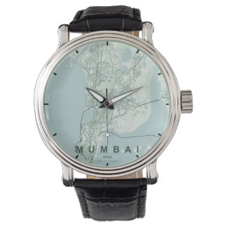 Mumbai Indien Stadskarta Minimalistisk Design Armbandsur