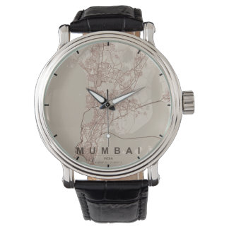 Mumbai Indien Stadskarta Minimalistisk Design Armbandsur