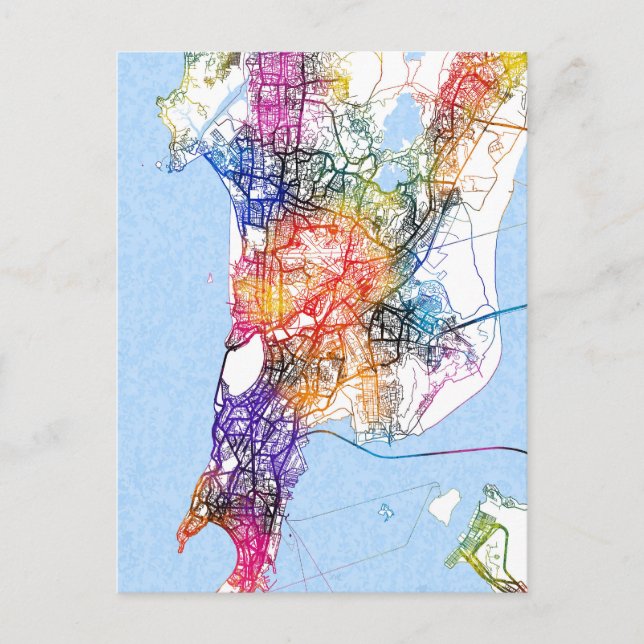 Mumbai Maharashtra City Karta Vykort (Framsida)