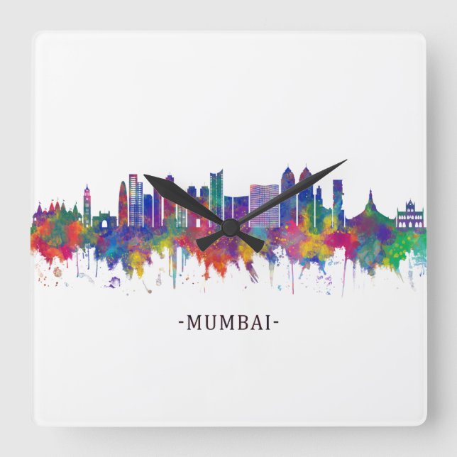Mumbai Maharashtra Skyline Fyrkantig Klocka (Framsida)