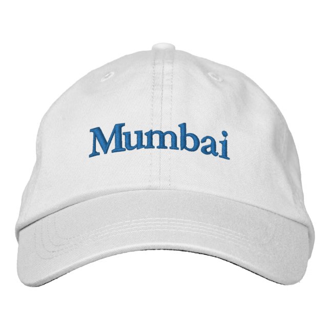 Mumbai Stad Fet Text Broderad Keps (Framsida)