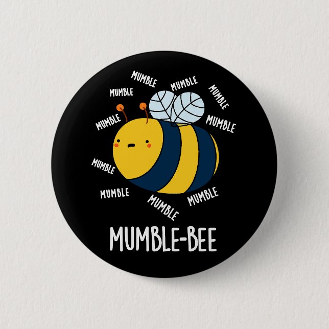 Mumble Bee Funny Insekt Pun Mörk BG Knapp (Framsida)