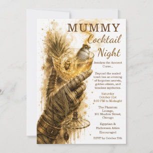 Mumie Cocktail Natt Forntida Egyptisk Halloween Inbjudningar