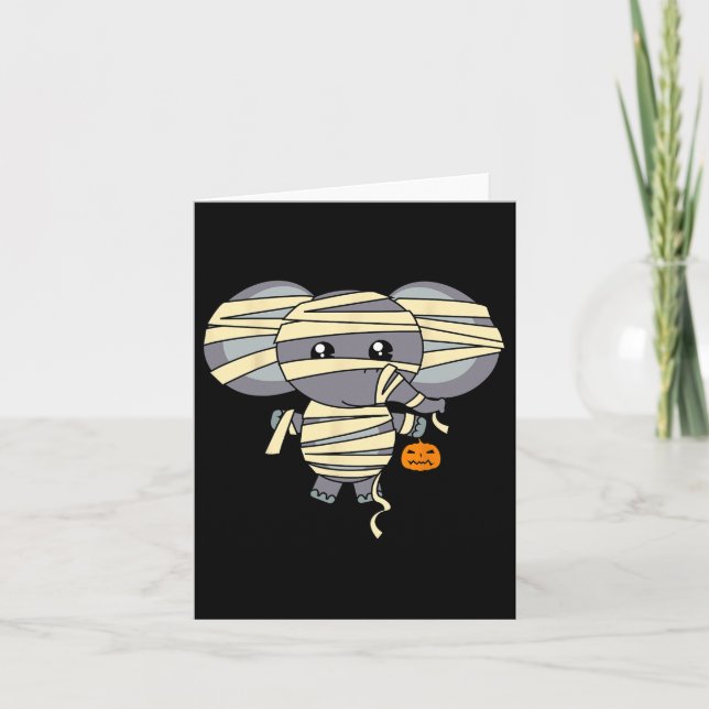 Mumie Elefant Halloweenkostym Söt Hall Kort (Framsida)