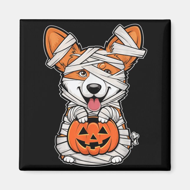 Mumie Pumpa Halloween Sällskapsdjur Hund Magnet (Framsidan)
