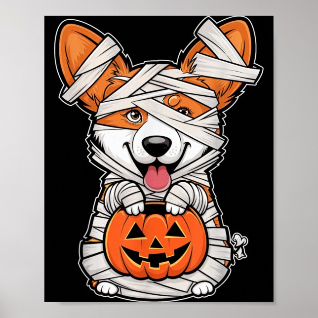 Mumie Pumpa Halloween Sällskapsdjur Hund Poster (Framsidan)