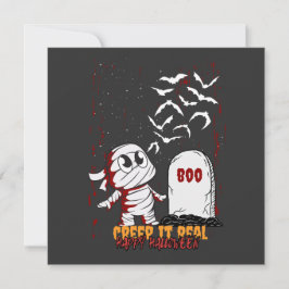 Mumie vid grav Boo Halloween