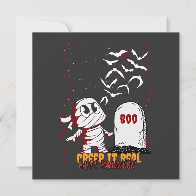 Mumie vid grav Boo Halloween (Framsida)