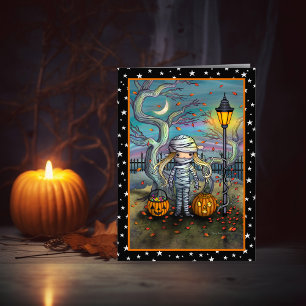 Mumien Söt Halloween konstkort Kort