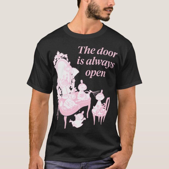 Mumintroll camping med pappa mörk kontur t shirt (Framsida)
