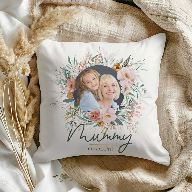 Mumme-presentfotofärgen blommigt mors dag kudde (Skapare uppladdad)