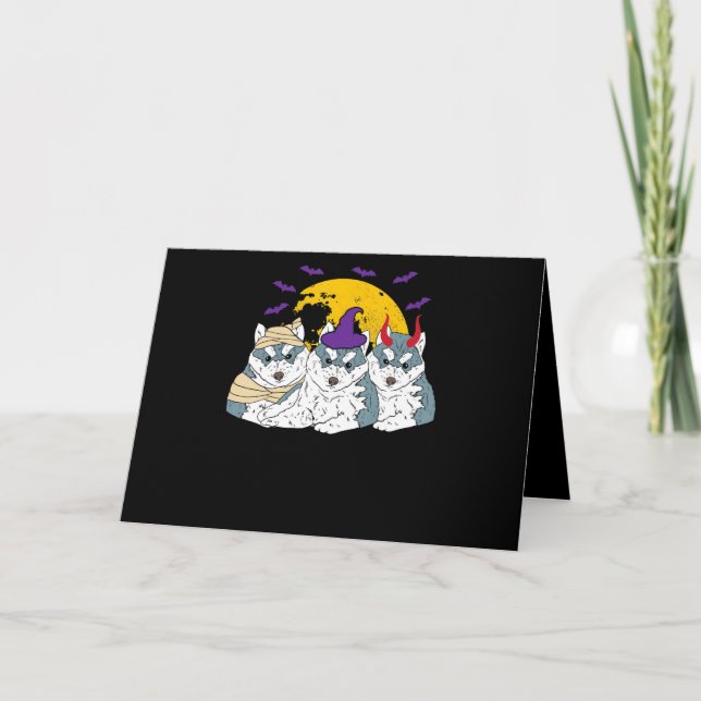 Mummi häxa siberian husky hund | halloween present helgkort (Framsida)