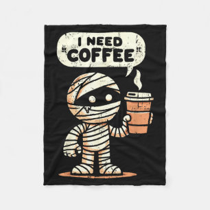 Mummie Halloween Jag Behöver Kaffe Roligt Sarktast Fleecefilt
