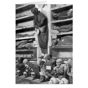 Mummier i Palermo catacombs, Italien Hälsningskort