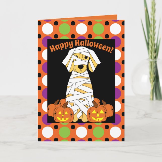 Mummikort för happy halloween Golden Retriever Kort (Framsida)