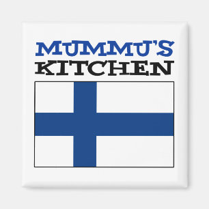 Mummus kök med flagga av Finland Magnet