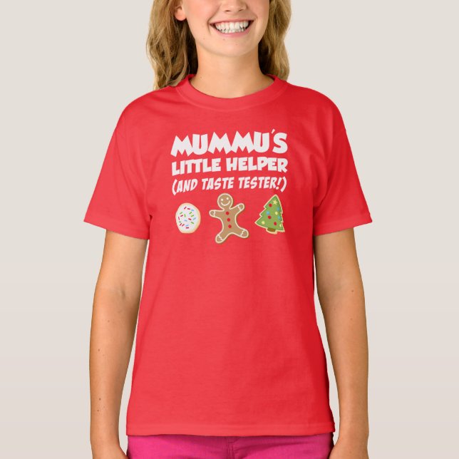 Mummu's Little Helper jul Cookies T-Shirt (Framsida)