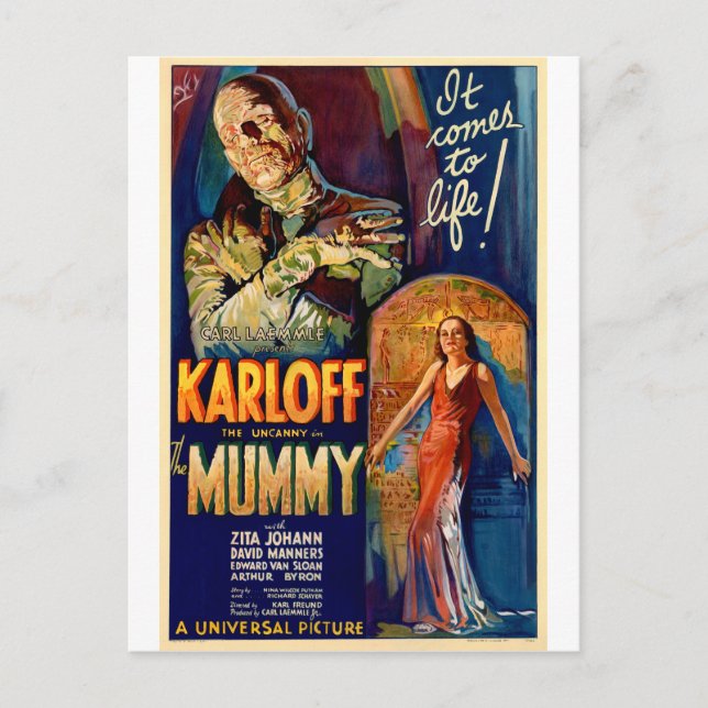 Mummy 1932 Film Vykort (Framsida)