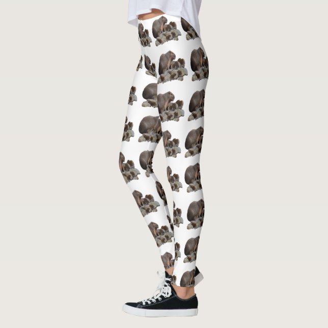 Mummy and Baby Capybaras Leggings (Vänster)