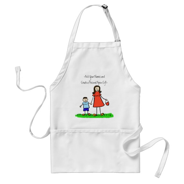 Mummy and Me Apron (Brunette - Custom Names) Förkläde (Framsidan)