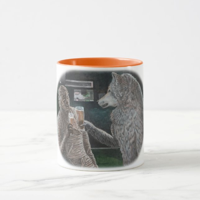 Mummy and Werevarulv Drinking Fantasy Art Coffee M Mugg (Center)