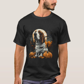 Mummy Basset Hound Pumpkin Scary Halloween Hund Lo T Shirt