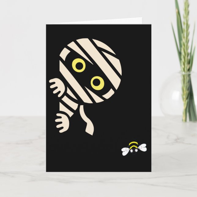 Mummy Bee Halloween Card Kort (Framsida)
