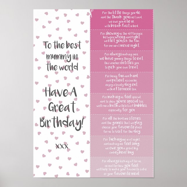 Mummy Birthday Coupons Poster (Framsidan)