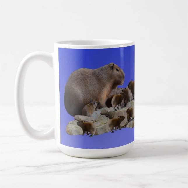 Mummy Capybara with Spädbarn, cafee Mugg (Vänster)