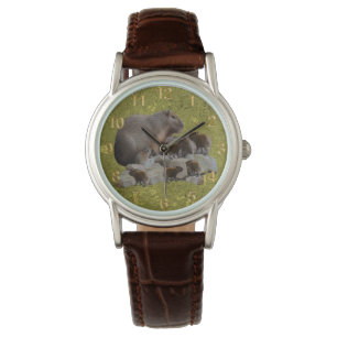 Mummy Capybara with Spädbarn, Dam Wrist Watch Watc Armbandsur