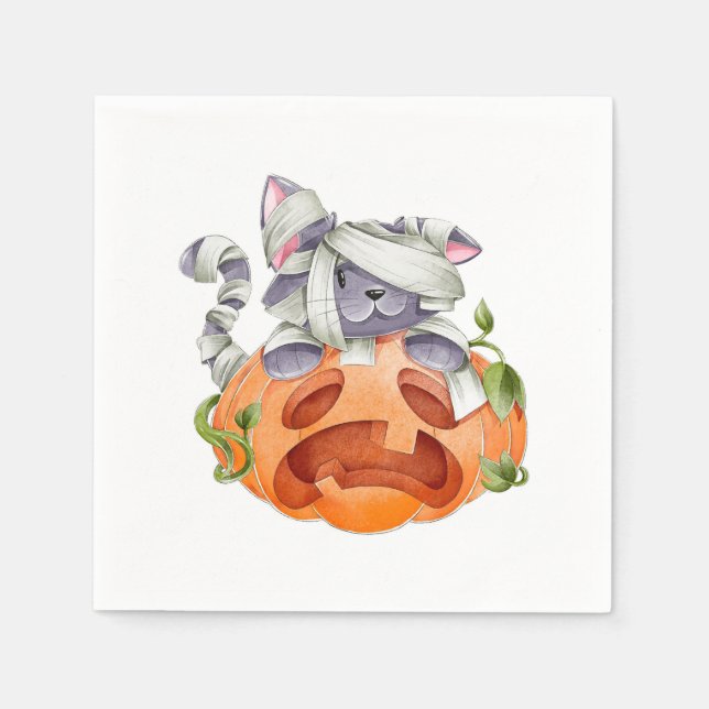 Mummy cat and pumkin pappersservett (Framsidan)