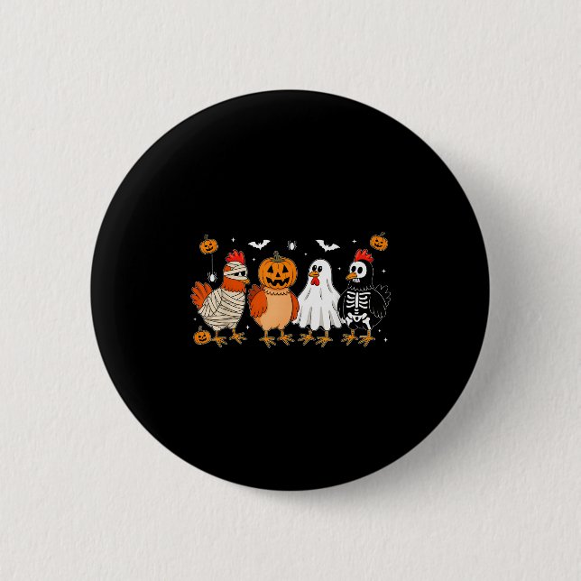 Mummy Chicken Skeleton Ghost Pumpkin Halloween Chi Knapp (Framsida)