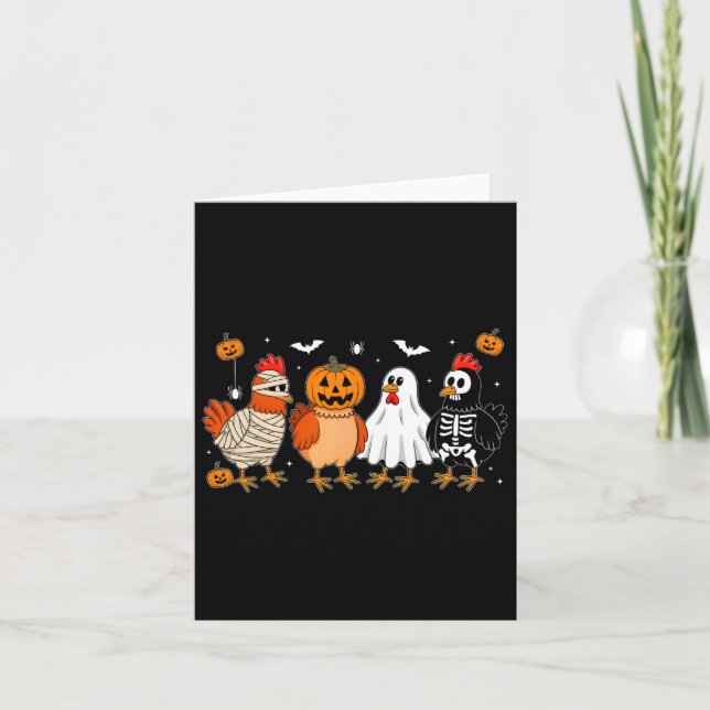 Mummy Chicken Skeleton Ghost Pumpkin Halloween Chi Kort (Framsida)